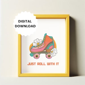 Roller Skate Digital Wall Art Printable Wall Art for Home Decor College Dorm Room Apartment for Skater Decor for Home Retro Colors Gift Idea