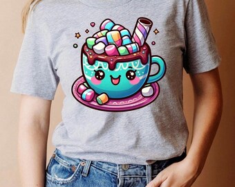 Gorąca Czekolada Png Kawaii Png Designs Boże Narodzenie Kolorowe Png Design Gorąca Czekolada Png Kawaii Clipart Cyfrowe Pobieranie Sublimacja Koszulka Kawaii