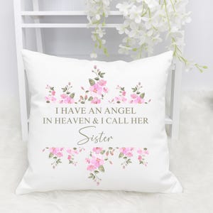 Personalised Angel In Heaven Memorial Cushion | Memory Keepsake Pillow | Remembrance | Memorial Gift | Custom Cushion | Floral Memorial