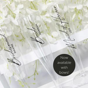 Personalised Clear Champagne Flutes | Personalised Wedding Favours | Prosecco Flutes | Hen Do Champagne Flutes | Plastic Champagne Glass