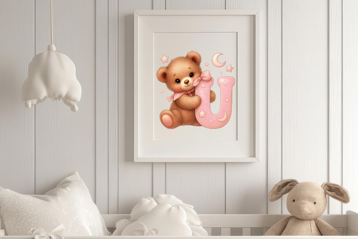 Pink Bear Alphabet PNG Clipart: Baby Girl Nursery Letters (digital ...