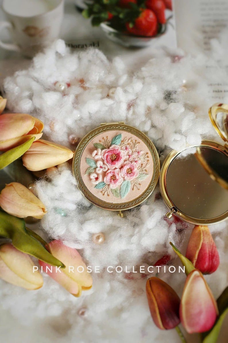 Unique Hand-embroidered Gift Set. Hand-embroidered Rose Accessory Gift ...