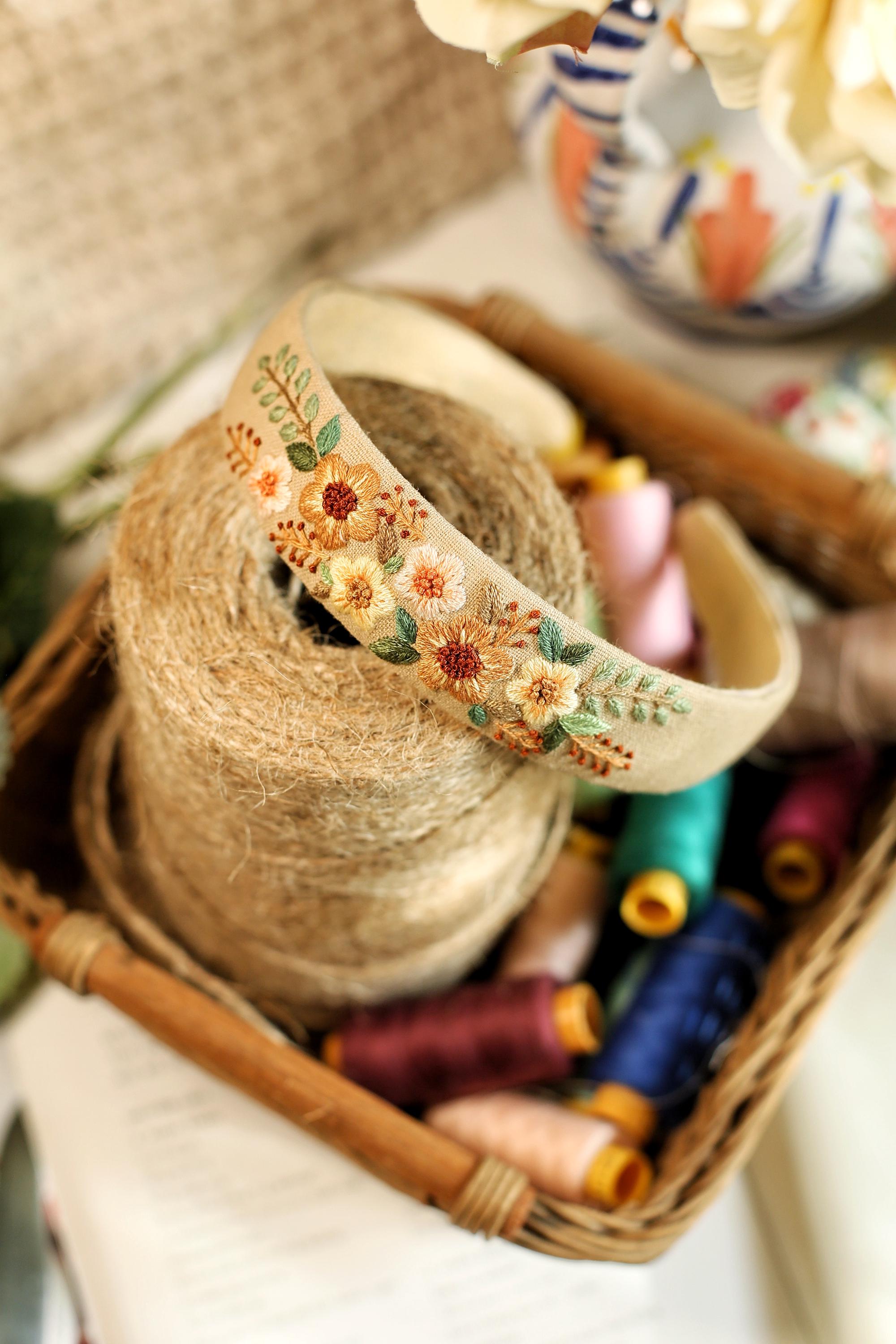 Floral Embroidered Headbands, Boho Hair Accessories, Vintage  display picture 2
