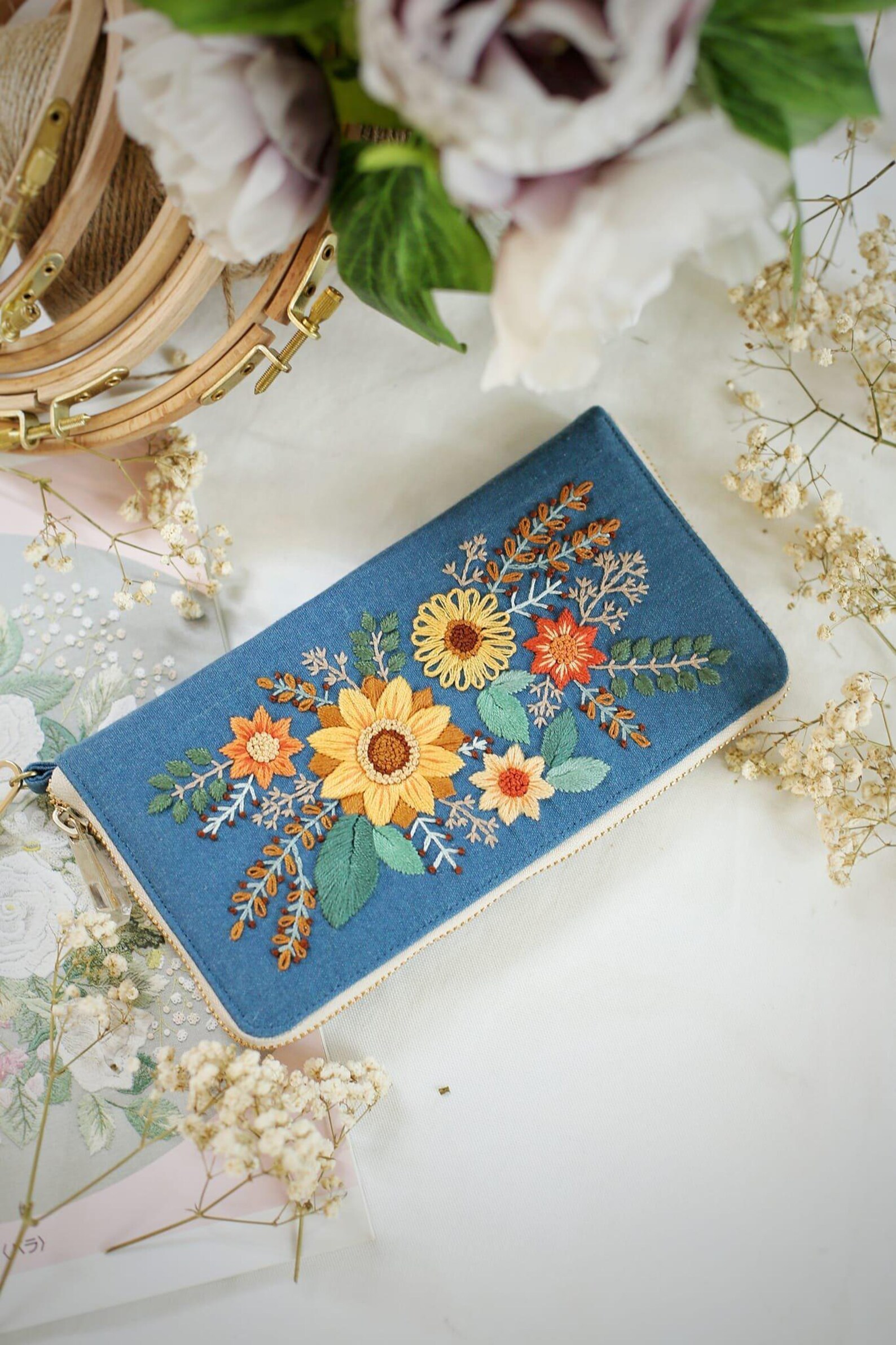 Beautiful Hand Embroidered Floral Women's Wallet. Handmade Women's ...