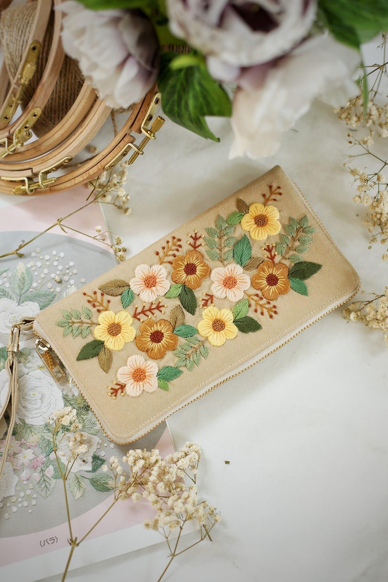 Beautiful Hand Embroidered Floral Women's Wallet. Handmade Women's ...