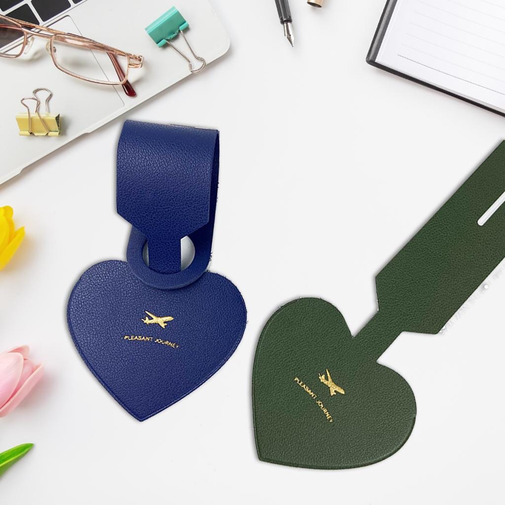 Personalized Leather Luggage Tag - Custom Travel ID Tag for Couples - Beautiful Wedding Gift