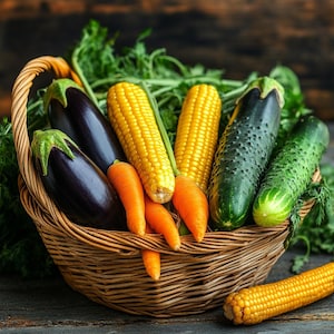 4 Vegetable Seeds Variety Pack – Corn, Eggplant, Cucumber, Carrot – Non-GMO, Easy to Grow, Home Garden Starter Kit /200/400 Seeds)