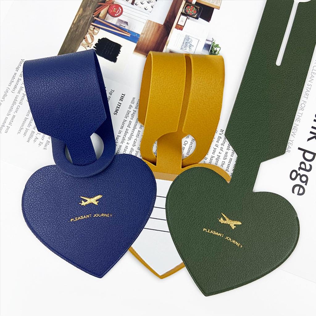 Personalized Leather Luggage Tag - Custom Travel ID Tag for Couples - Beautiful Wedding Gift