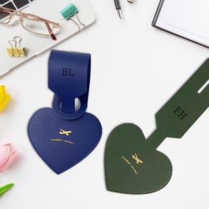 Custom Leather Luggage Tag - Unique Travel ID Tag for Couples - Elegant Wedding Gift