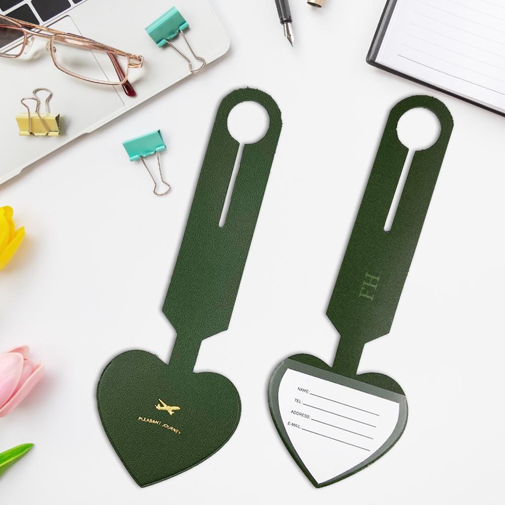 Personalized Leather Luggage Tag - Custom Travel ID Tag for Couples - Beautiful Wedding Gift