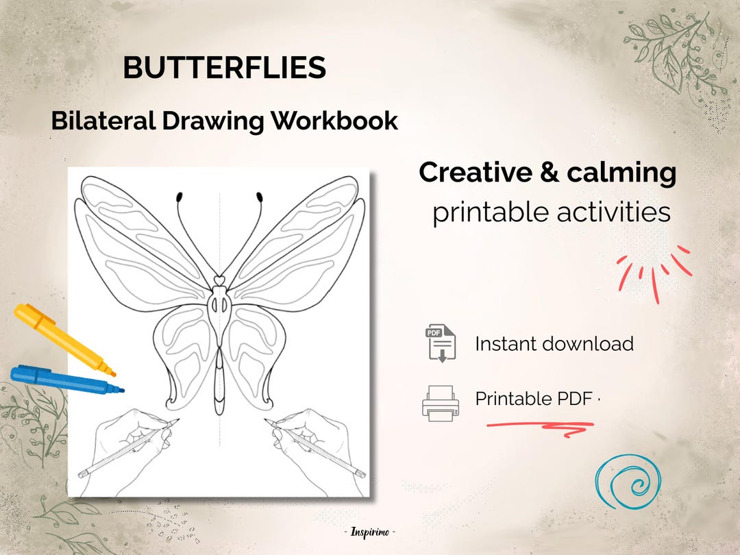 Bilateral Drawing.pdf Butterfly Drawing Printable – Bilateral Art, Screen Free Family ...