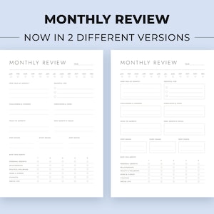Monthly Review Printable | Month Reflection & Self Check In Worksheet | Stop Start Keep Template | Minimalist PDF | A4 US Letter