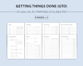 GTD Printable Insert Bundle, Task Management, Goal Tracker (PDF)