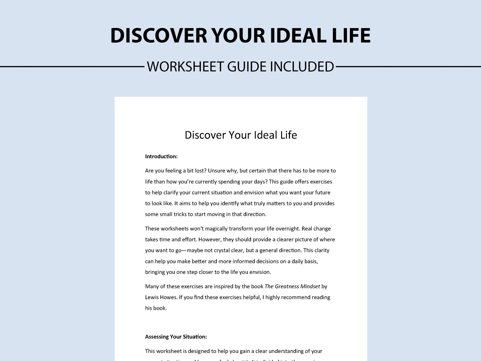 Ideal Life Planning Worksheet: Personal Growth Guide (printable ...