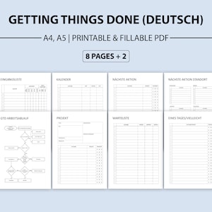 GERMAN VERSION Getting Things Done GTD Printable, Task Management System, Organize Tasks, Productivity enhancement Method, David Allen