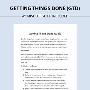 Gtd Handout.pdf GTD Printable Insert Bundle, Task Management, Goal Tracker (PDF) - Etsy