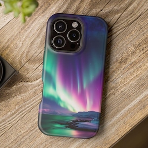 Northern Lights, Aurora Borealis MagSafe Phone Case, Nature, Outdoors, Magnetic Tough Case, iPhone 16 case, iPhone 15 14 13, Astronomer Gift