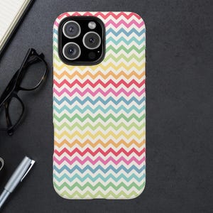 Colorful Chevron Rainbow Phone Case, Rainbow Lovers Gift iPhone 16 15 14 13 12 11 X Pro Max, Samsung Galaxy Gay Pride LGBTQ+ Phonecase Cover
