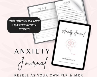 Anxiety Journal, Editable Template, Commercial Use Printable, Mental Health Journal, Anxiety Worksheet, PLR Resell Rights, Lead Magnet MRR.