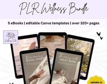 Mental Health Bundle PLR, wellness, ebook, workbook, self-help, coaching resources, self improvement. eBook bundle, DFY resell, anxiety