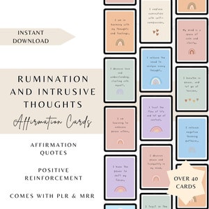 Cartes d'affirmation pour les ruminations et les pensées intrusives DPP, anxiété, estime de soi, TDAH, dépression, honte, revente DPP Droits et licences