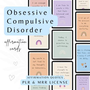 OCD Heilung Affirmationskarten, PLR Wiederverkaufsrechte, Angst, Achtsamkeit, Selbstmitgefühl, Bleimagnet, Coaching, Unterstützung für psychische Gesundheit.