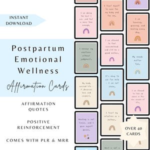 Carte di affermazione per la guarigione post-partum PLR / Benessere emotivo, amore per se stessi per le neomamme / Recupero della salute mentale / Empowerment e consapevolezza