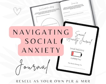 Social Anxiety Journal, Editable Template, Mental Health Journal, Anxiety Worksheet, PLR Resell Rights, Lead Magnet MRR, Coaching, MRR.