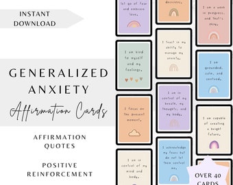 Generalized Anxiety Disorder Affirmation Cards PLR, Self Love, Self Esteem, Affirmation Cards, PLR Re-sell Rights and Licensing, GAD per
