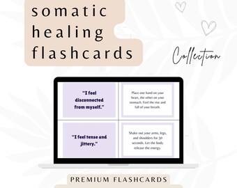 20 Somatic Healing Flashcards | Anxiety and Trauma Support | Mind-Body Grounding Tools | PLR and MRR Rights | Mental Health Printable Cards