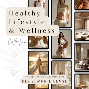 Healthy Lifestyle and Wellness Stock Photos | MRR & PLR | Holistic Coach Stock Images | Beige Minimalist Aesthetic | DFY Health eBook Photos