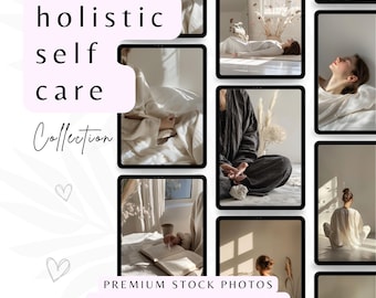 Holistic Self Care Stock Photos, Minimalist Calming Faceless Photos, PLR Neutral Aesthetic Photos, Faceless Reels, Digital Marketing Photos.