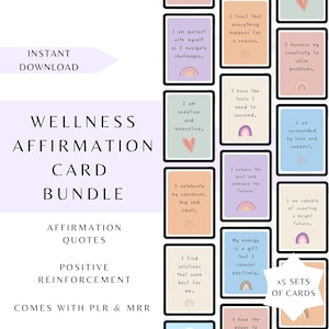 PLR Affirmation Cards Printable, Canva Templates for Business Owners,Inspirational Quote Cards, Resell Rights, Mental Health, Coaching MRR.