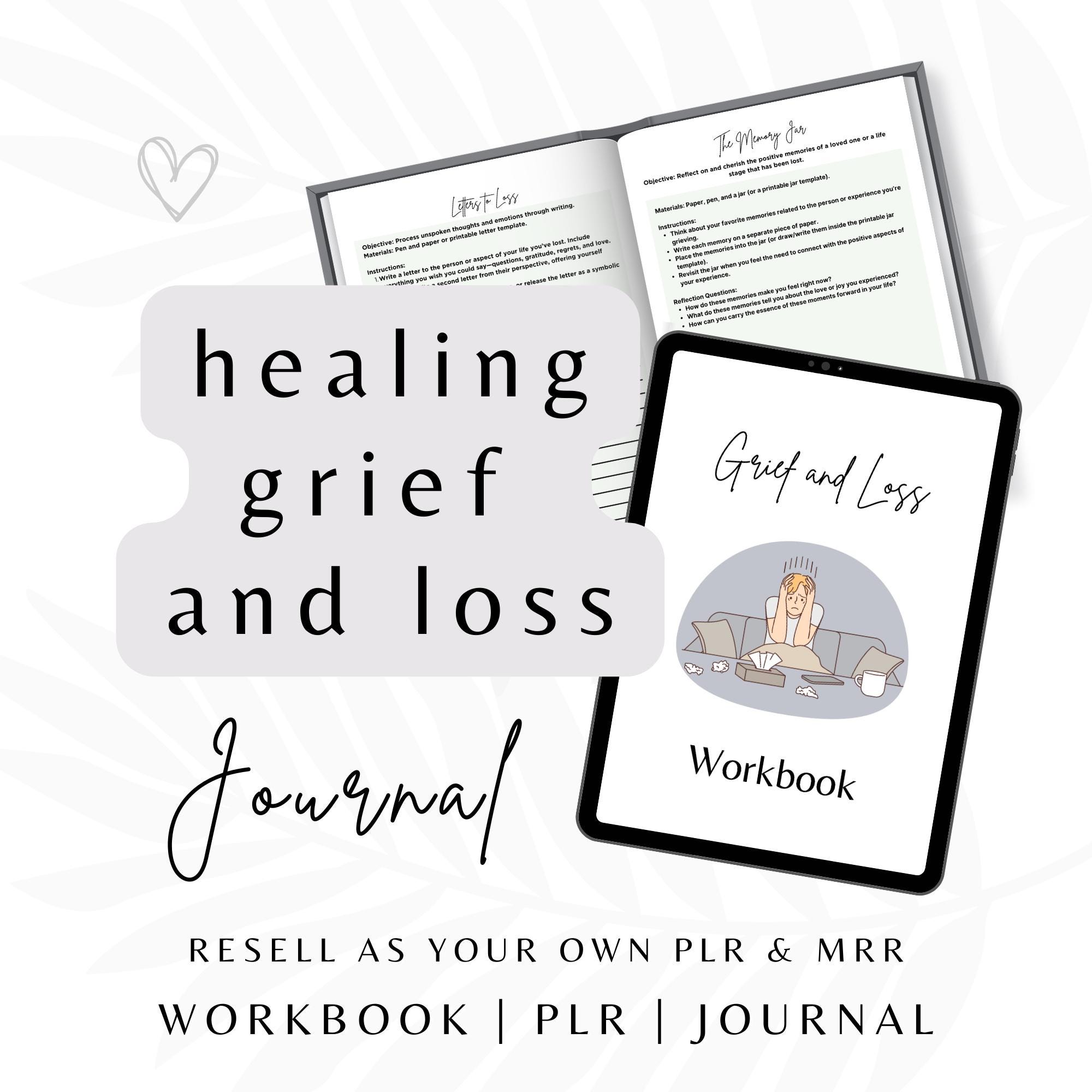 Grief and Loss Journal, Editable Template, Mental Health Journal, Anxiety Worksheet, PLR Resell Rights, Lead Magnet MRR, Coaching.