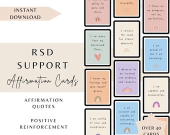 Rejection Sensitivity Dysphoria (RSD) Affirmation Cards, RSD PLR re-sell rights, Resale Rights, adhd, self love, self care, lead magnet
