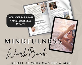 Mindfulness eBook PLR & MRR, Mindfulness Workbook PLR, Mindfulness and Wellness Download, Canva Template, Passive Income, Coaching Templates