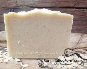 Organic Oatmeal Soap Natural Goat Milk Soap Homemade Bar Soap Fragrance Free No Essential Oils No Dyes Sensitive Skin Old Fashioned / 4 Oz