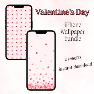 Valentine&#39;s Day iPhone Wallpaper - *digital download*- hearts phone background, phone aesthetic wallpaper