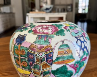 19th Century Qing Dynasty Famille Rose Porcelain "Eight Treasures” one of the pair
