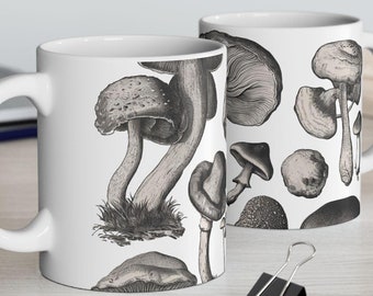 Vintage Mushroom Mug, Fungi Forest Coffee Mug, Nature Lover Gift, Botanical Tea Cup, Retro Kitchen Decor, Mushroom Lover Gift