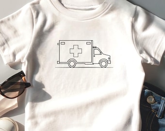 Ambulance Toddler T-Shirt, Emergency Vehicle Graphic Tee, Kids First Responder Top, Paramedic Kid Outfit, Boys and Girls Gift