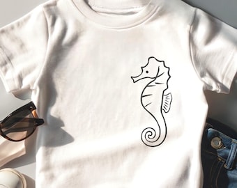 Seahorse T-Shirt, Boys and Girls Ocean Animal Tee, Kids Ocean Birthday Gift, Ocean Themed Halloween Shirt, Nautical Kids Clothes