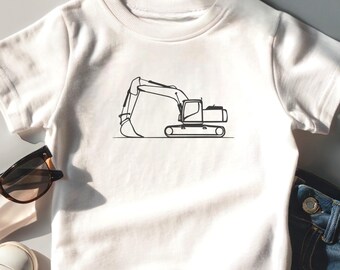 Excavator Toddler T-Shirt, Construction Vehicle Tee, Retro Digger Shirt for Kids, Boys and Girls Tractor Top, Tractor Birthday Gift Idea
