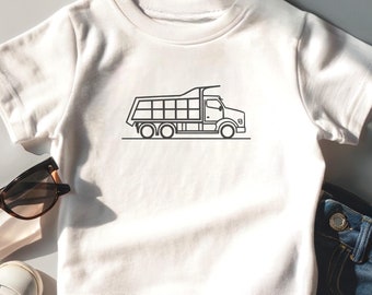 Dump Truck Toddler T-Shirt, Construction Vehicle Graphic Tee, Retro Big Rig Shirt for Kids, Boys and Girls Tractor Top, Tractor Gift Idea