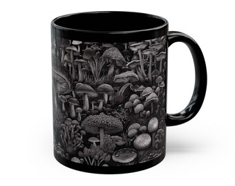 Vintage Mushroom Mug, Fungi Forest Coffee Mug, Nature Lover Gift, Botanical Tea Cup, Retro Kitchen Decor, Mushroom Lover Gift