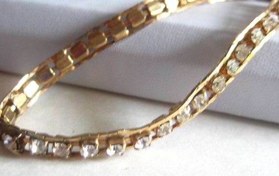 Clear Crystal Rhinestone Tennis Bracelet Vintage - image 4