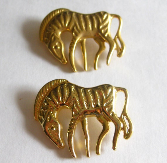 Zebra Brooch Gold Lot (2) Vintage - image 1