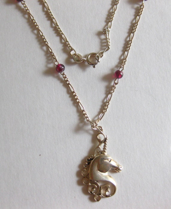 Unicorn Necklace 925 Italy Sterling Silver Vintage - image 1