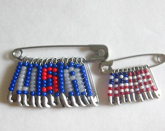 American Flag Safety Pin Brooch Lot (2) Patriotic USA Vintage