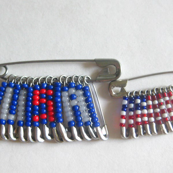 American Flag Safety Pin Brooch Lot (2) Patriotic USA Vintage